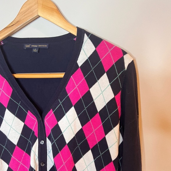 BROOKS BROTHERS | Y2K preppy argyle v-neck knit cardigan sweater - Picture 7 of 8